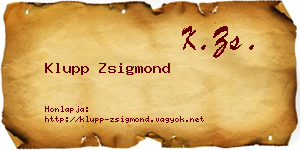 Klupp Zsigmond névjegykártya
